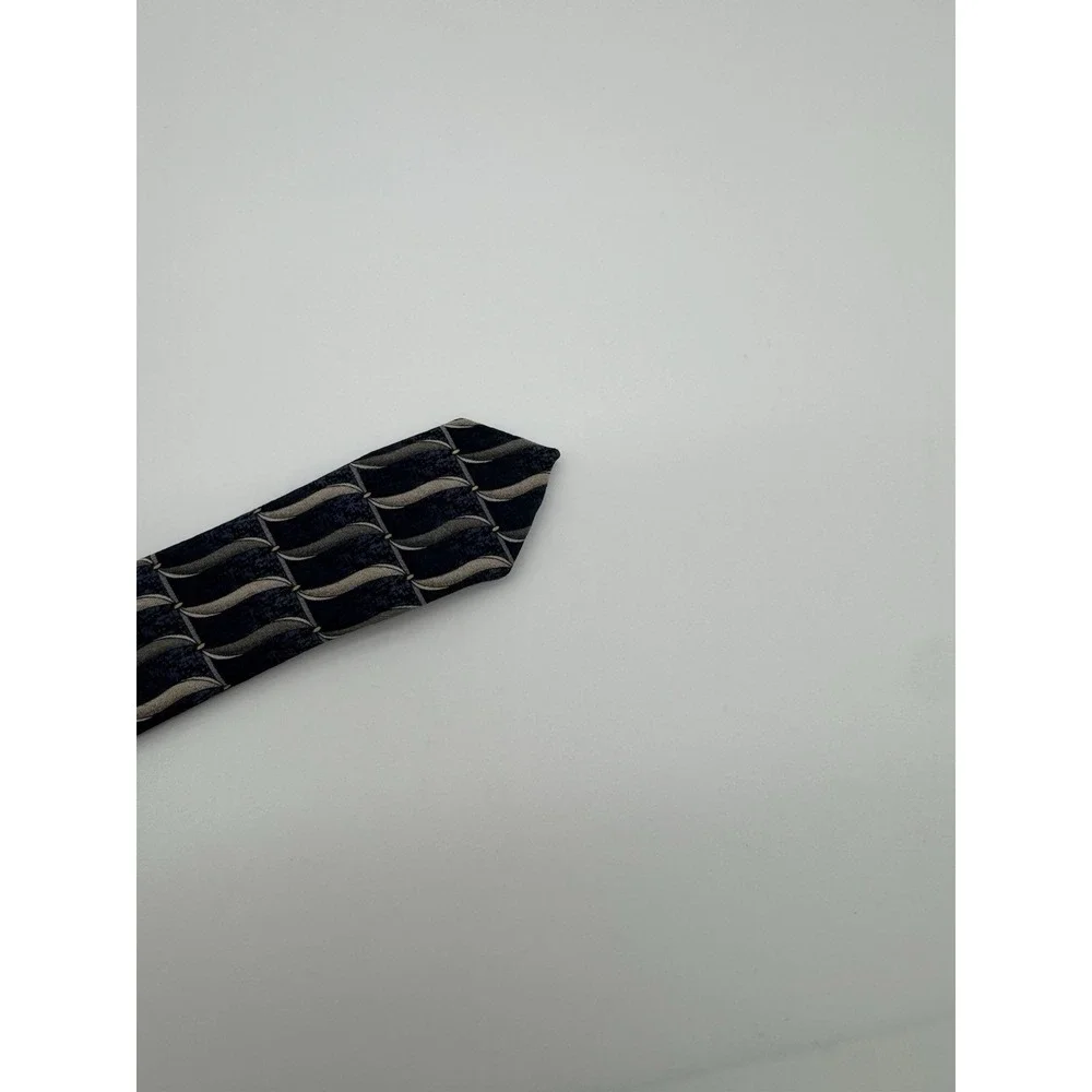 Umberto Bossi Silk Tie Blue Geometric Italy Roma Milano Classic Necktie